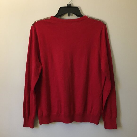 Merona Red with Gold Sequin Shoulders Button Down Cardigan - Picture 2 of 14